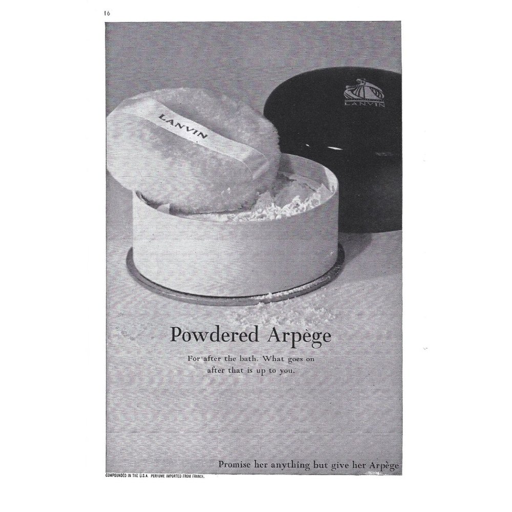 Lanvin Powdered Arpege Cosmetic 1960s Vintage Print Ad 9 inch Tall